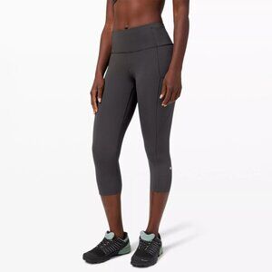 lululemon Graphite Grey Fast and Free Crop II 19" *Non-Reflective size 4